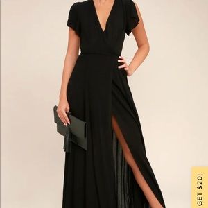 Heart of Marigold Black Wrap Maxi Dress NWT